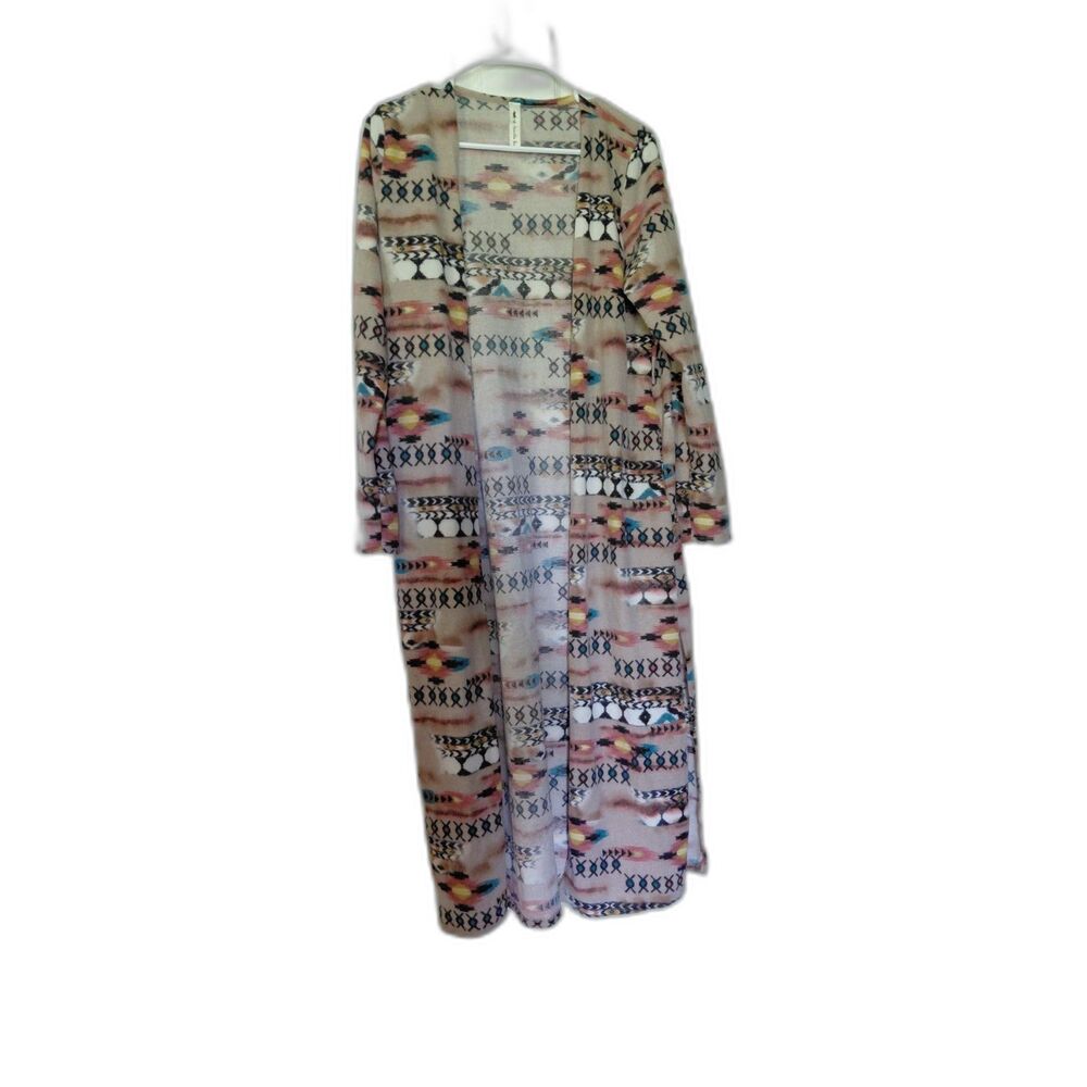 Vanilla Bay Southwestern-print open-front‎ duster cardigan S